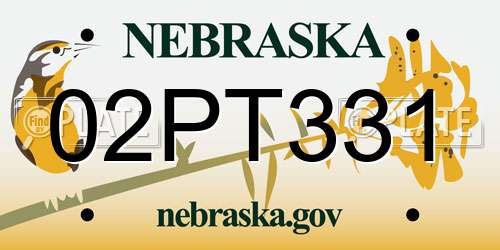 02PT331 Nebraska License Plate