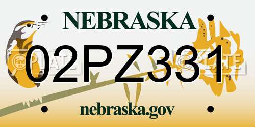 02PZ331 Nebraska License Plate