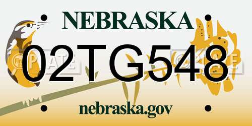 02TG548 Nebraska License Plate