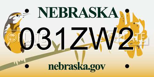 031ZW2 Nebraska License Plate