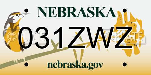 031ZWZ Nebraska License Plate