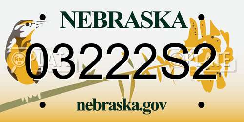 03222S2 Nebraska License Plate