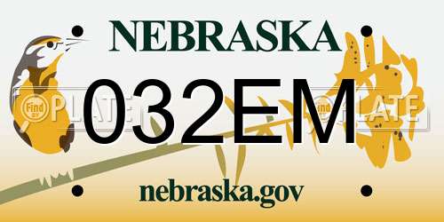 032EM Nebraska License Plate