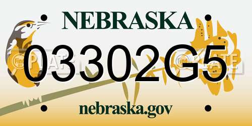 03302G5 Nebraska License Plate