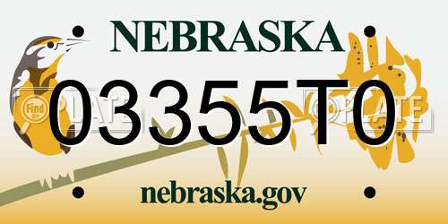 03355T0 Nebraska License Plate