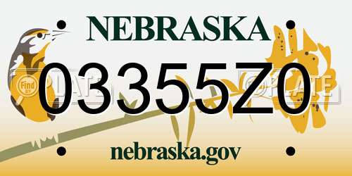 03355Z0 Nebraska License Plate