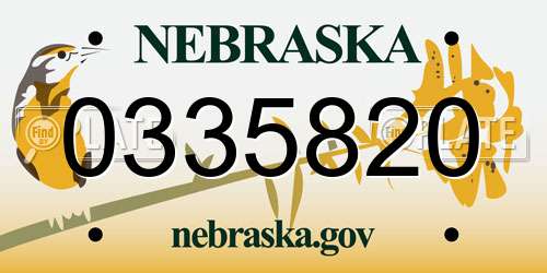 0335820 Nebraska License Plate