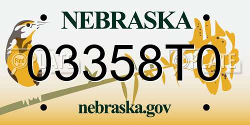 03358T0 Nebraska License Plate