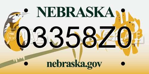 03358Z0 Nebraska License Plate