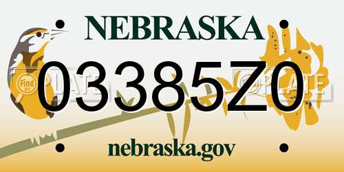 03385Z0 Nebraska License Plate