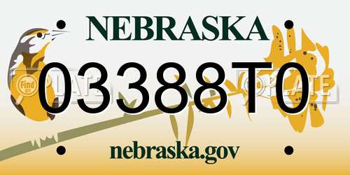 03388T0 Nebraska License Plate