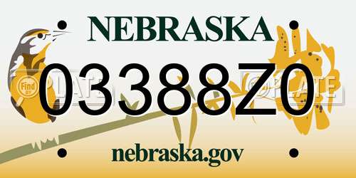 03388Z0 Nebraska License Plate