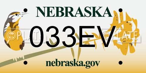 033EV Nebraska License Plate