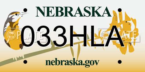 033HLA Nebraska License Plate