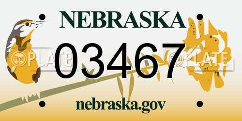 03467 Nebraska License Plate