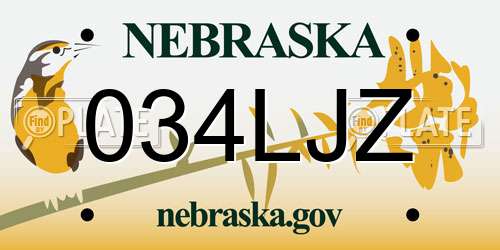 034LJZ Nebraska License Plate