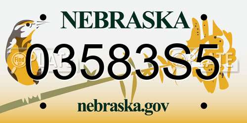 03583S5 Nebraska License Plate