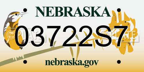 03722S7 Nebraska License Plate
