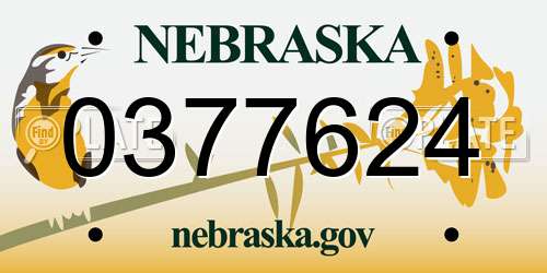 0377624 Nebraska License Plate