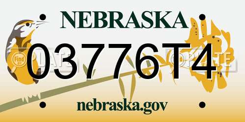 03776T4 Nebraska License Plate