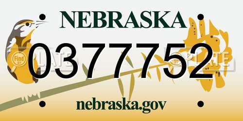 0377752 Nebraska License Plate