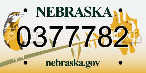 0377782 Nebraska License Plate