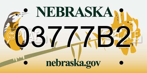 03777B2 Nebraska License Plate