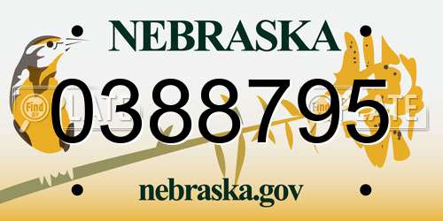 0388795 Nebraska License Plate