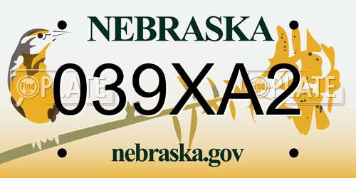 039XA2 Nebraska License Plate