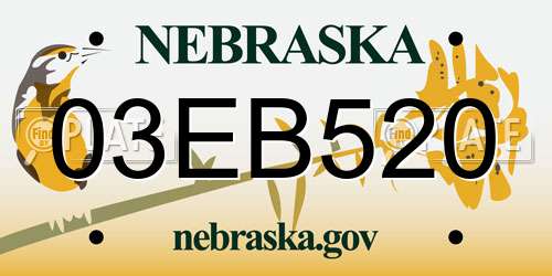 03EB520 Nebraska License Plate