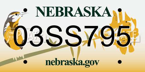 03SS795 Nebraska License Plate