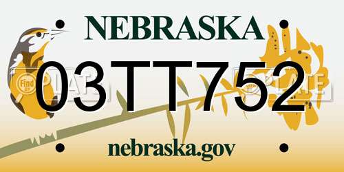 03TT752 Nebraska License Plate