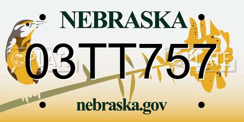 03TT757 Nebraska License Plate