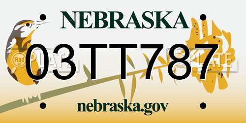 03TT787 Nebraska License Plate