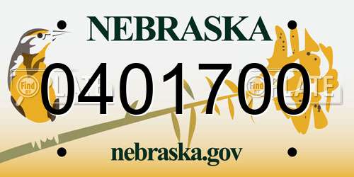 0401700 Nebraska License Plate