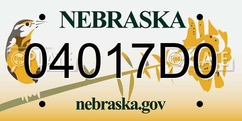 04017D0 Nebraska License Plate