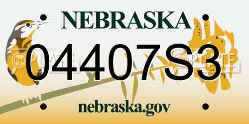 04407S3 Nebraska License Plate