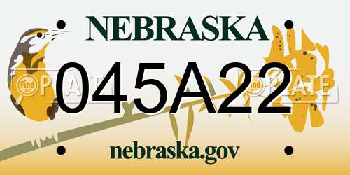 045A22 Nebraska License Plate