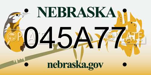 045A77 Nebraska License Plate