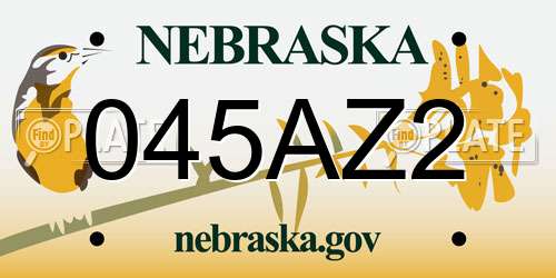 045AZ2 Nebraska License Plate