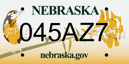 045AZ7 Nebraska License Plate