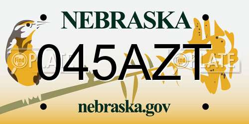 045AZT Nebraska License Plate