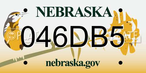 046DB5 Nebraska License Plate