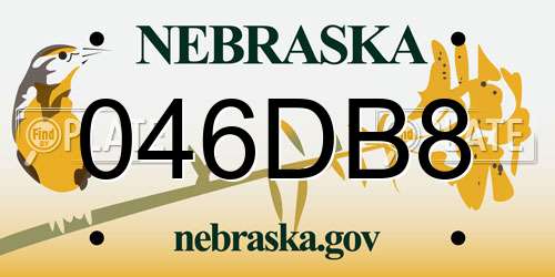 046DB8 Nebraska License Plate