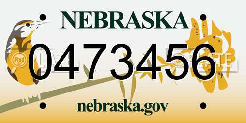 0473456 Nebraska License Plate