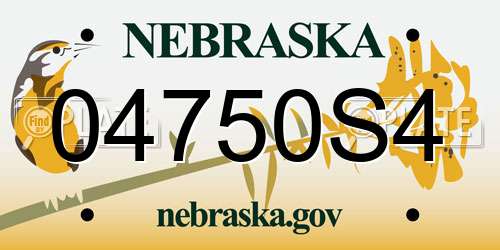 04750S4 Nebraska License Plate