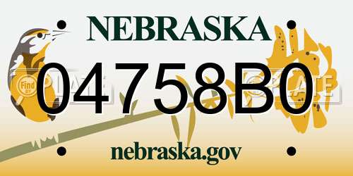 04758B0 Nebraska License Plate