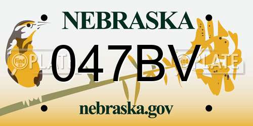 047BV Nebraska License Plate