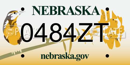 0484ZT Nebraska License Plate