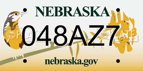 048AZ7 Nebraska License Plate